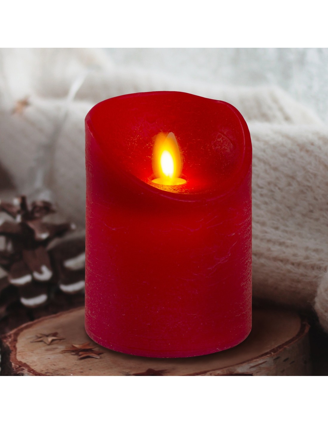 Candela Rossa RT-R Moving Flame 12,5cm con Timer e Fiamma Realistica | shop in casa