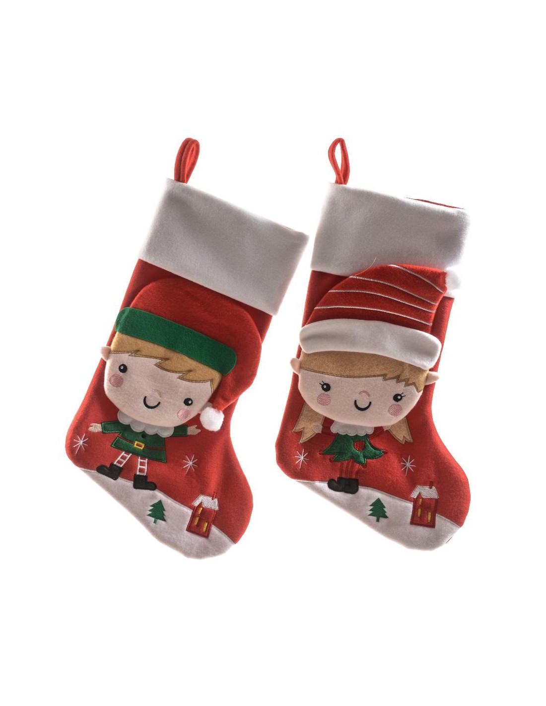 OGGETTISTICA NATALE: vendita online Calza in Tessuto 43X25CM con Decori Assortiti - Perfetta per le Festività in offerta