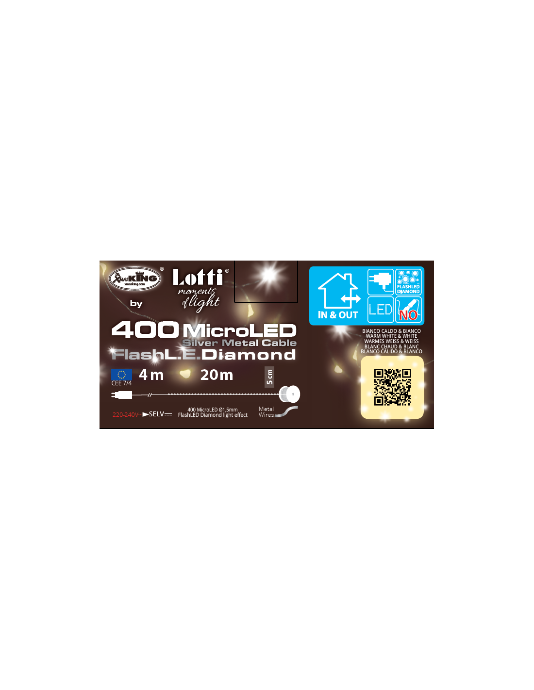 LUCI DI NATALE: vendita online Luci di Natale Catena 400 MicroLED FlashLED con Bobina, La Magia di Natale Argentea in offerta