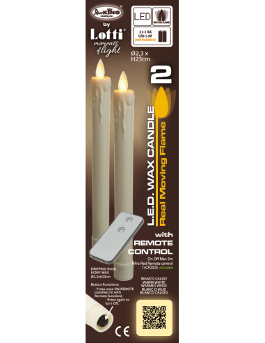 Set 2 Candele Moving Flame Ø2,3H23cm Avorio | Shop in Casa