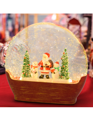 Decorazione Vetro Paesaggio Babbo Natale GLITTER LED h19cm | Shop in Casa
