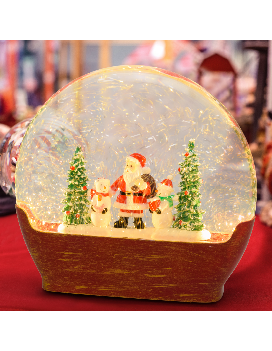Decorazione Vetro Paesaggio Babbo Natale GLITTER LED h19cm | Shop in Casa