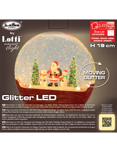 Decorazione Vetro Paesaggio Babbo Natale GLITTER LED h19cm | Shop in Casa