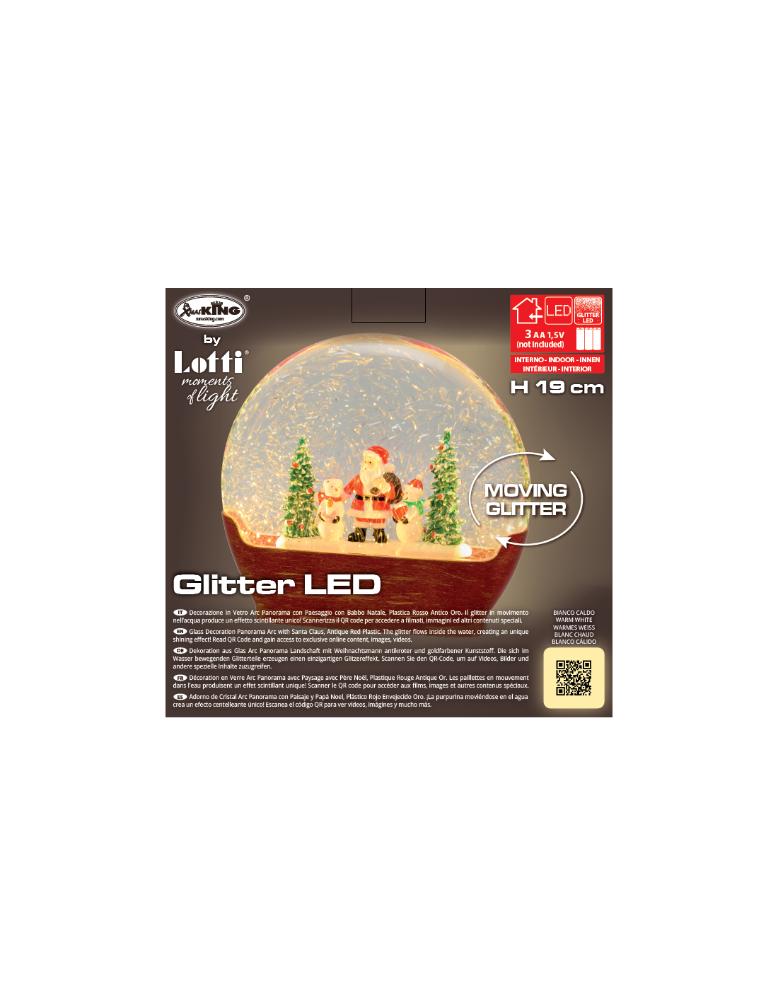 Decorazione Vetro Paesaggio Babbo Natale GLITTER LED h19cm | Shop in Casa
