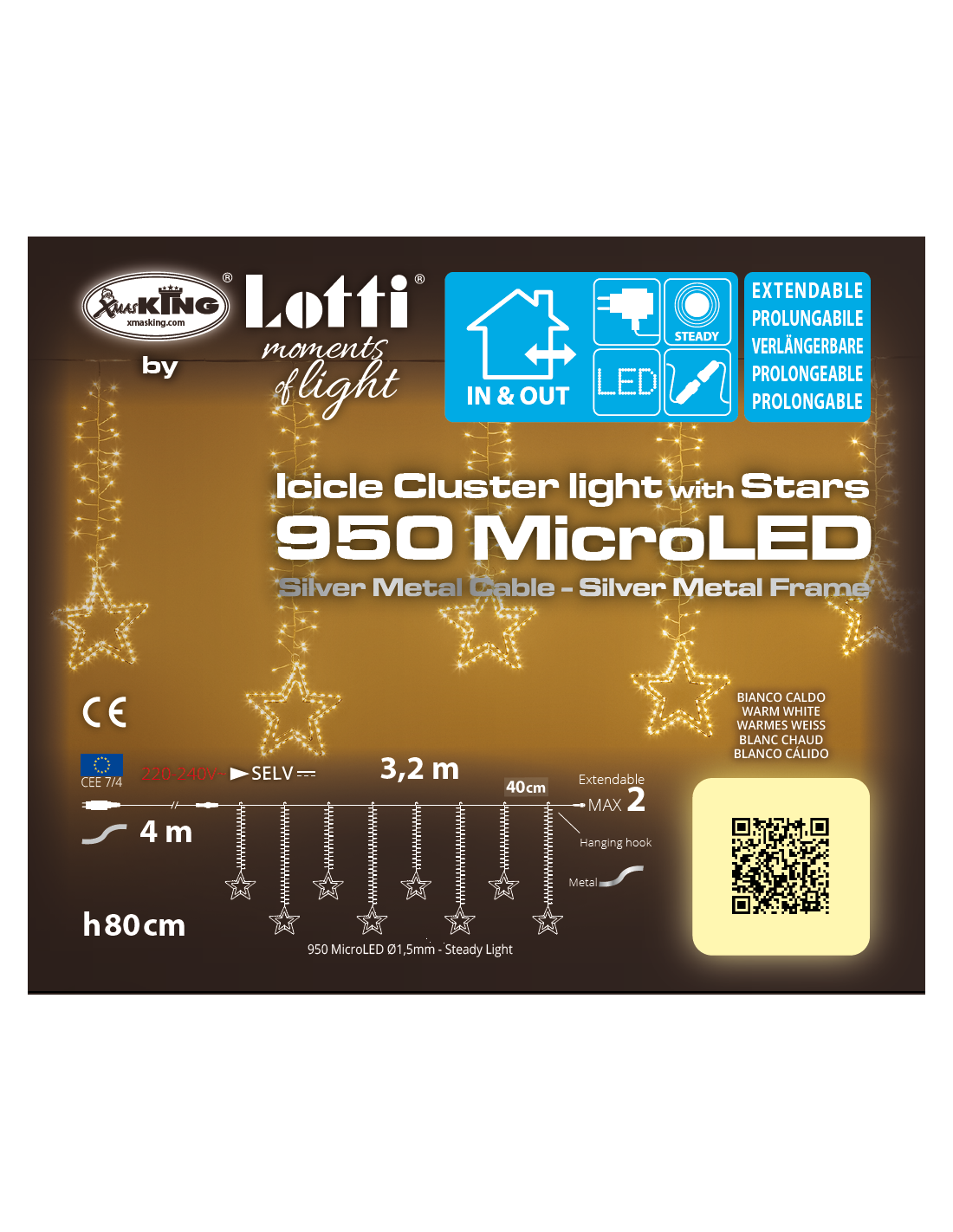 LUCI DI NATALE: vendita online Luci di Natale Ice Cluster Light: Luci Magiche con 950 MicroLED per un'Atmosfera Incantevole i...