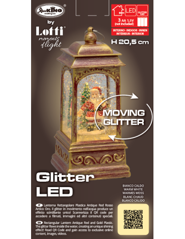 Lanterna GLITTER LED H20,5cm Rosso Antico | Shop in Casa