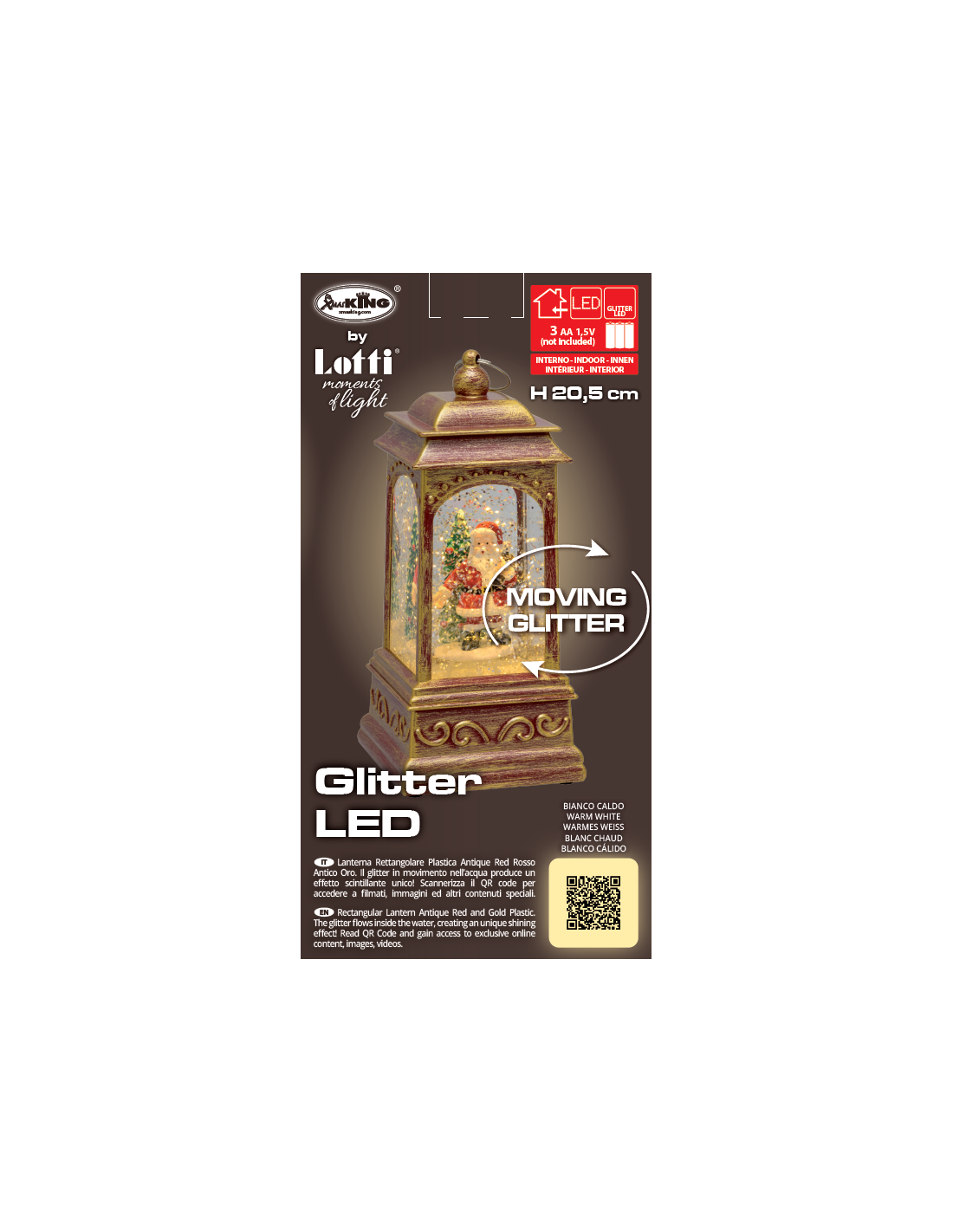 Lanterna GLITTER LED H20,5cm Rosso Antico | Shop in Casa