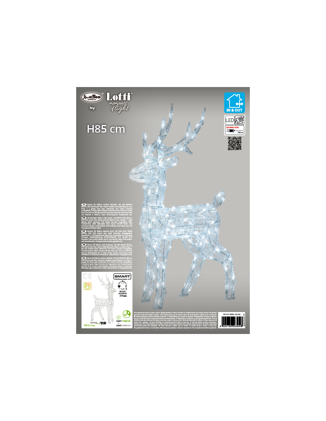 Renna 3D H85cm 120 LED Soft | Shop in Casa
