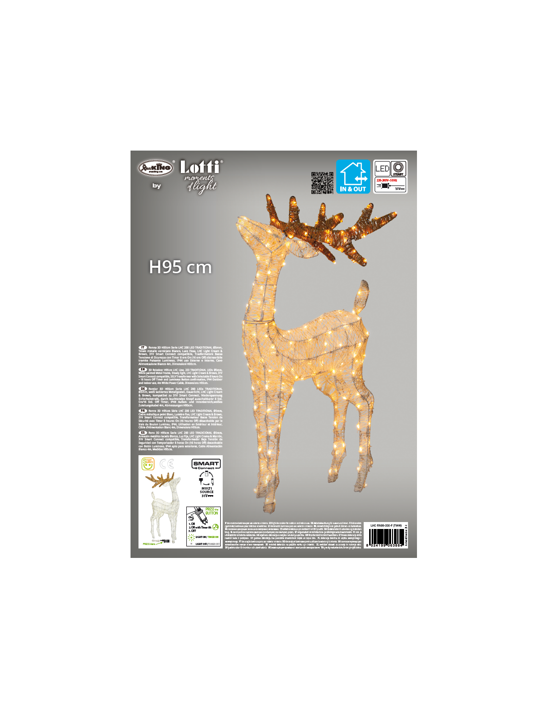 Renna 3D H95cm 200 LED Serie LHC | Shop in Casa