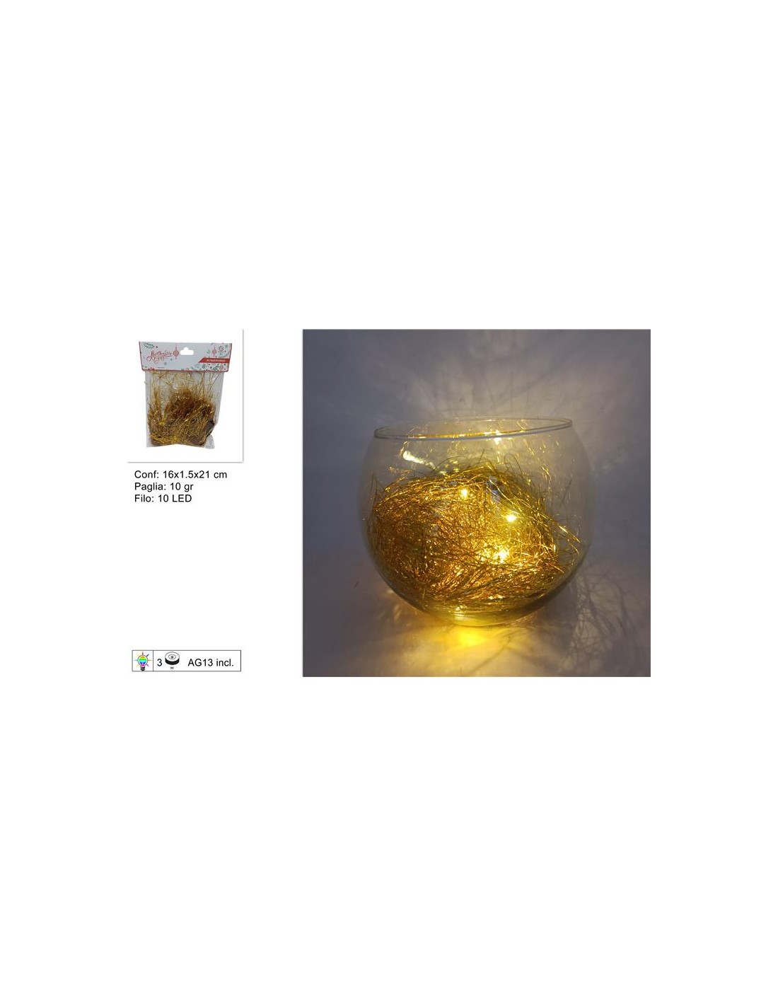 PAGLIA LAMINATA 302546 ORO CON FILO 10LED