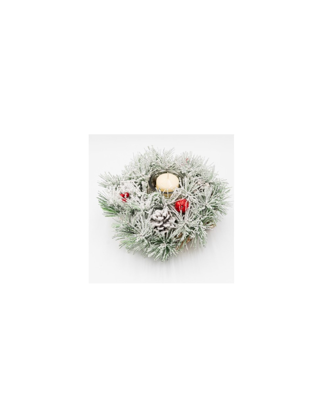 PORTACANDELA 33711 1P RAMI INNEVATI D26CM CON BACCHE