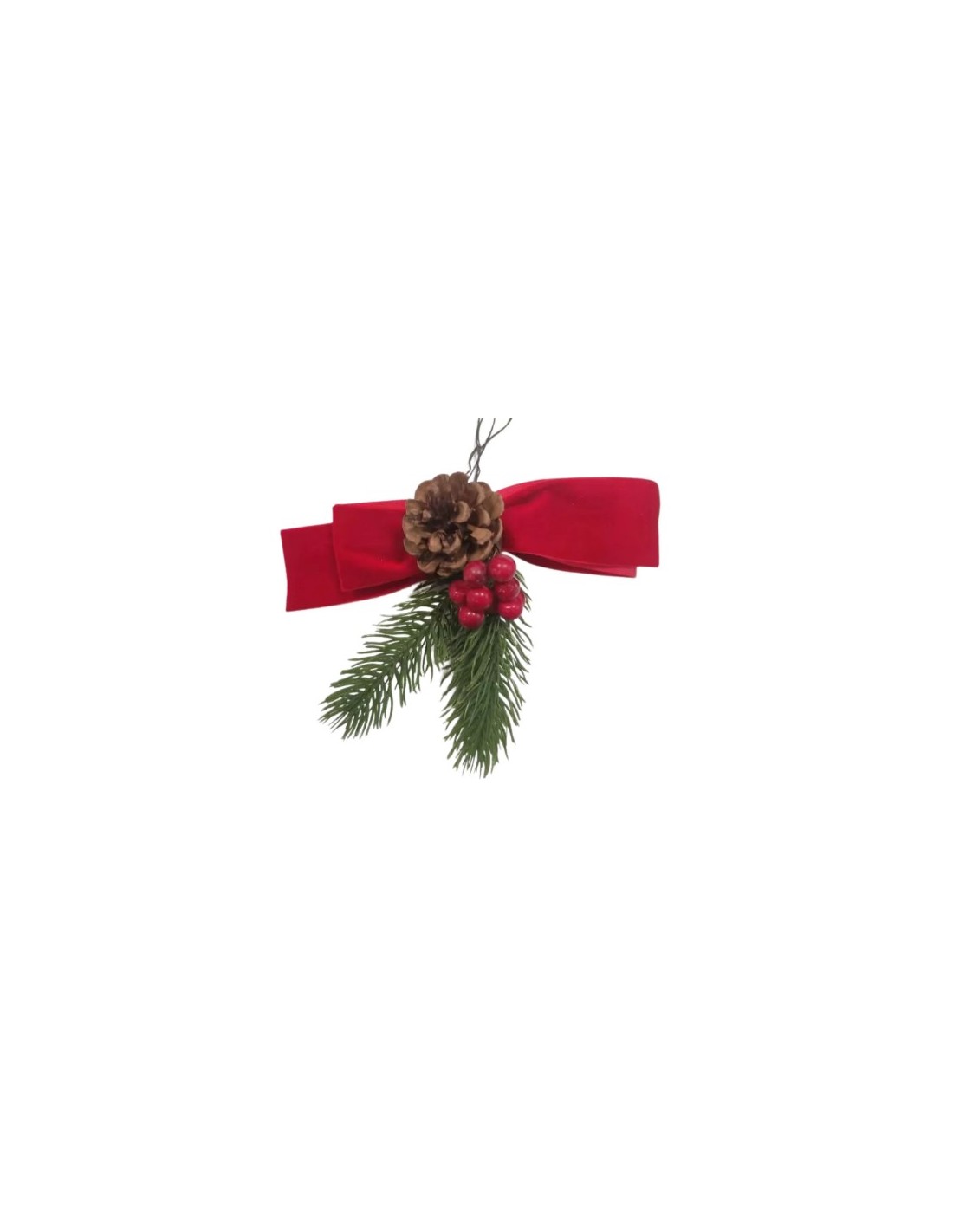 PENDENTE 33603 FIOCCO ROSSO 16X11CM CON PIGNA E BACCHE