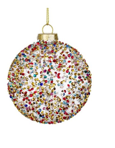 SFERE E PENDAGLI: vendita online Sfera in vetro Kleis multicolor Ø8cm, decorazione natalizia elegante, addobbo colorato per a...