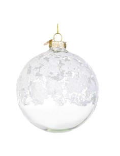 SFERE E PENDAGLI: vendita online Sfera in vetro Iced trasparente/bianco Ø10cm, decorazione natalizia elegante, addobbo raffin...