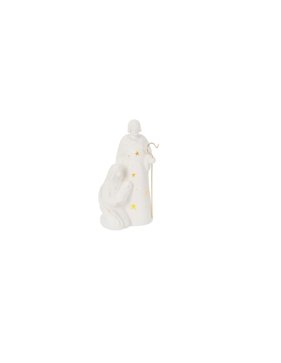OGGETTISTICA NATALE: vendita online Natività Leslie bianca con LED H25cm, statuina presepe luminoso in resina, Sacra Famiglia...
