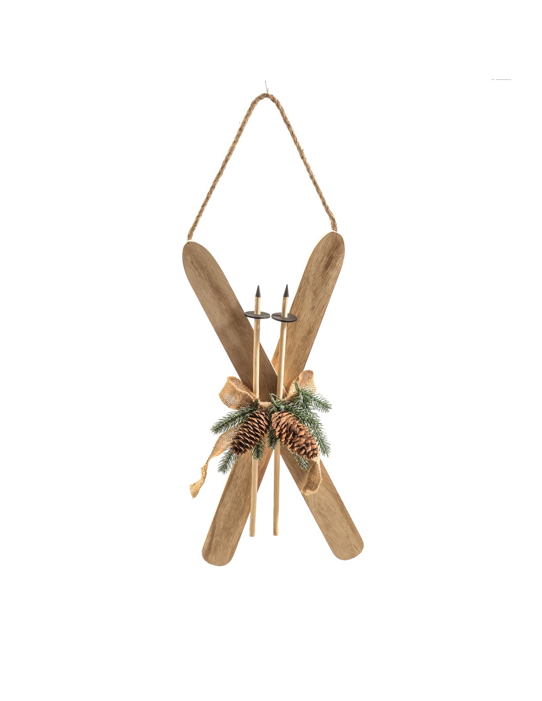 OGGETTISTICA NATALE: vendita online Decorazione Sci in Legno 45x23cm - Da Appendere per le Feste in offerta
