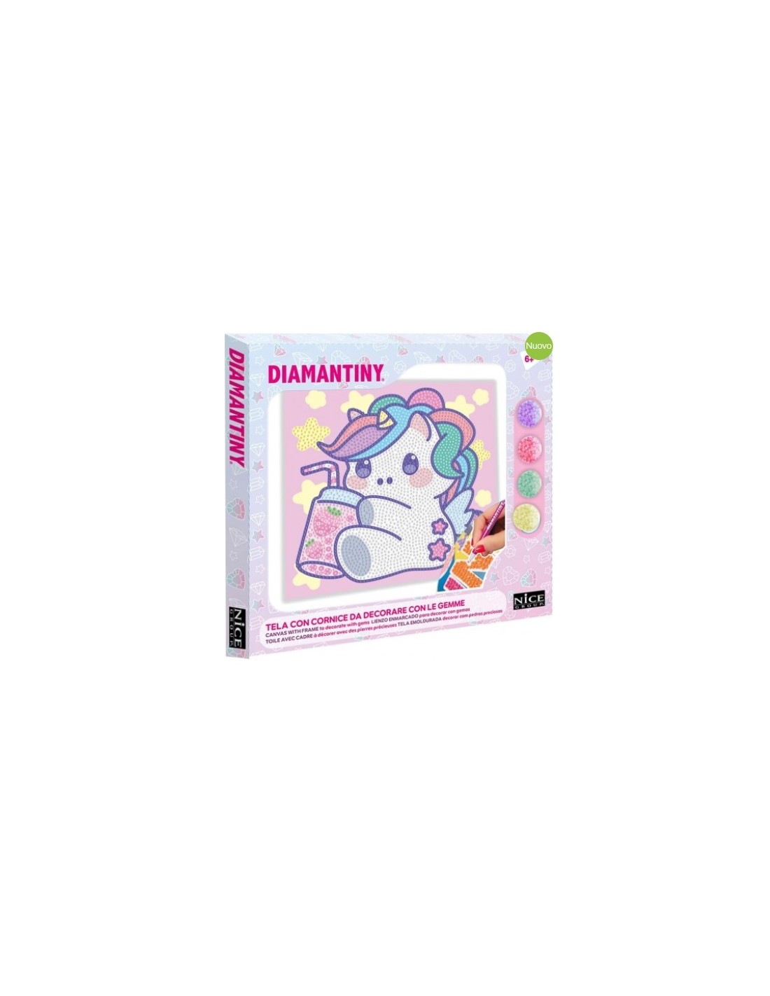 DIAMANTINY – Design Art Kawaii Unicorno su Tela 21x21 cm | shopincasa.it