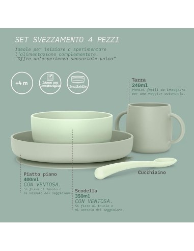 Set Stoviglie in Silicone Suavinex con Ventosa Resistente - Verde Essence | shopincasa.it