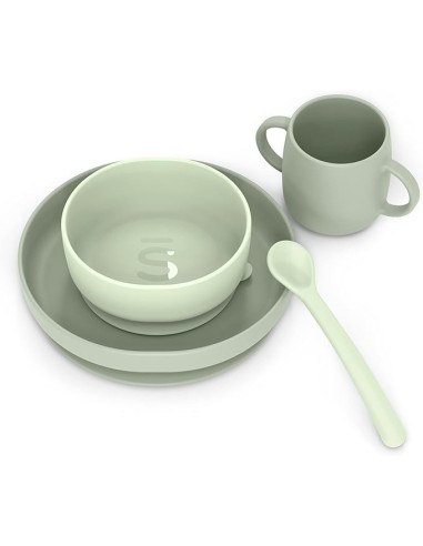 Set Stoviglie in Silicone Suavinex con Ventosa Resistente - Verde Essence | shopincasa.it