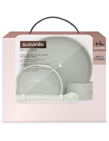 Set Stoviglie in Silicone Suavinex con Ventosa Resistente - Verde Essence | shopincasa.it