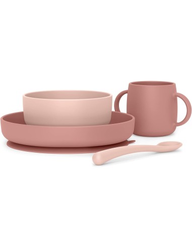 Set Stoviglie in Silicone per Bambini Suavinex - Ciotola, Piatto, Tazza e Cucchiaio Rosa | shopincasa.it