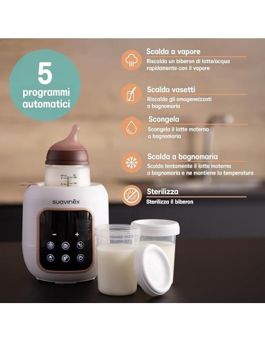 Suavinex Scaldabiberon e Sterilizzatore 2 in 1 - Scalda e Sterilizza in Modo Sicuro
