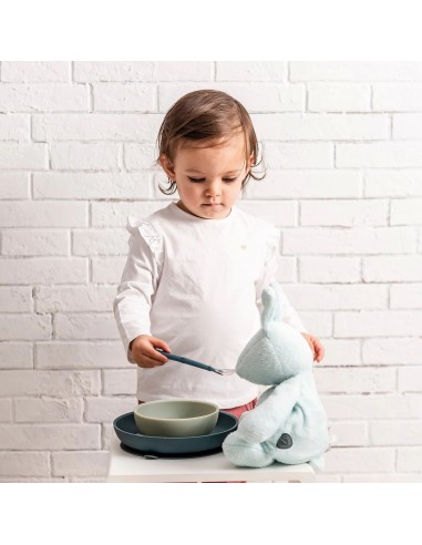 Set da Tavola in Silicone per Bambini - Nattou, 4 Pezzi, Blu | Shopincasa
