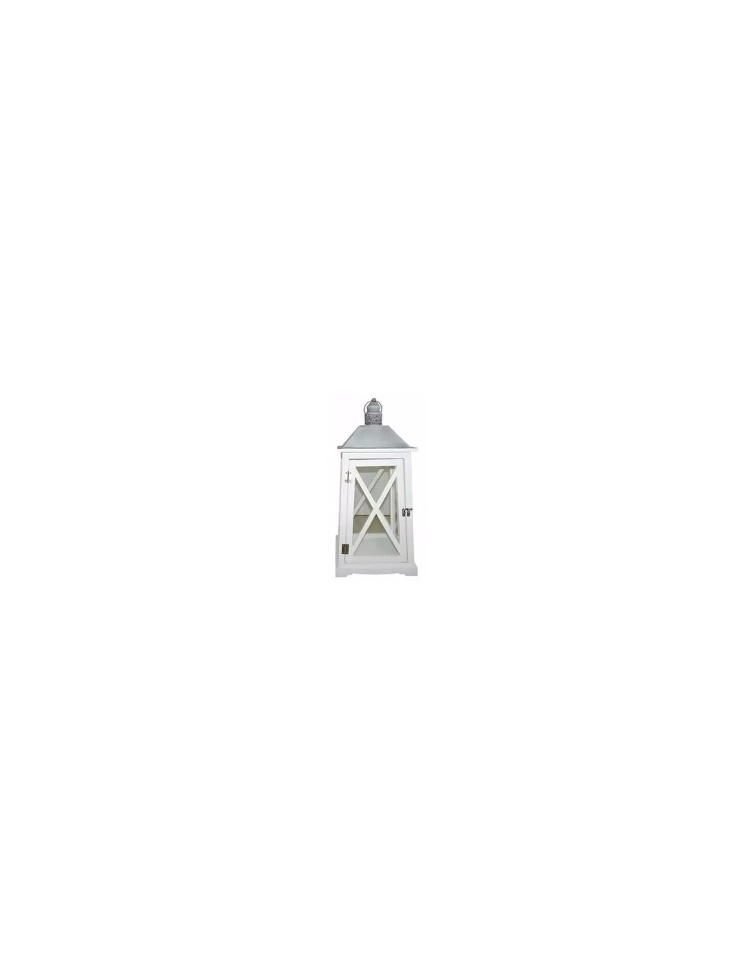LANTERNA 72136 2 MIS LEGNO/METALLO 26X26X55CM BIANCO