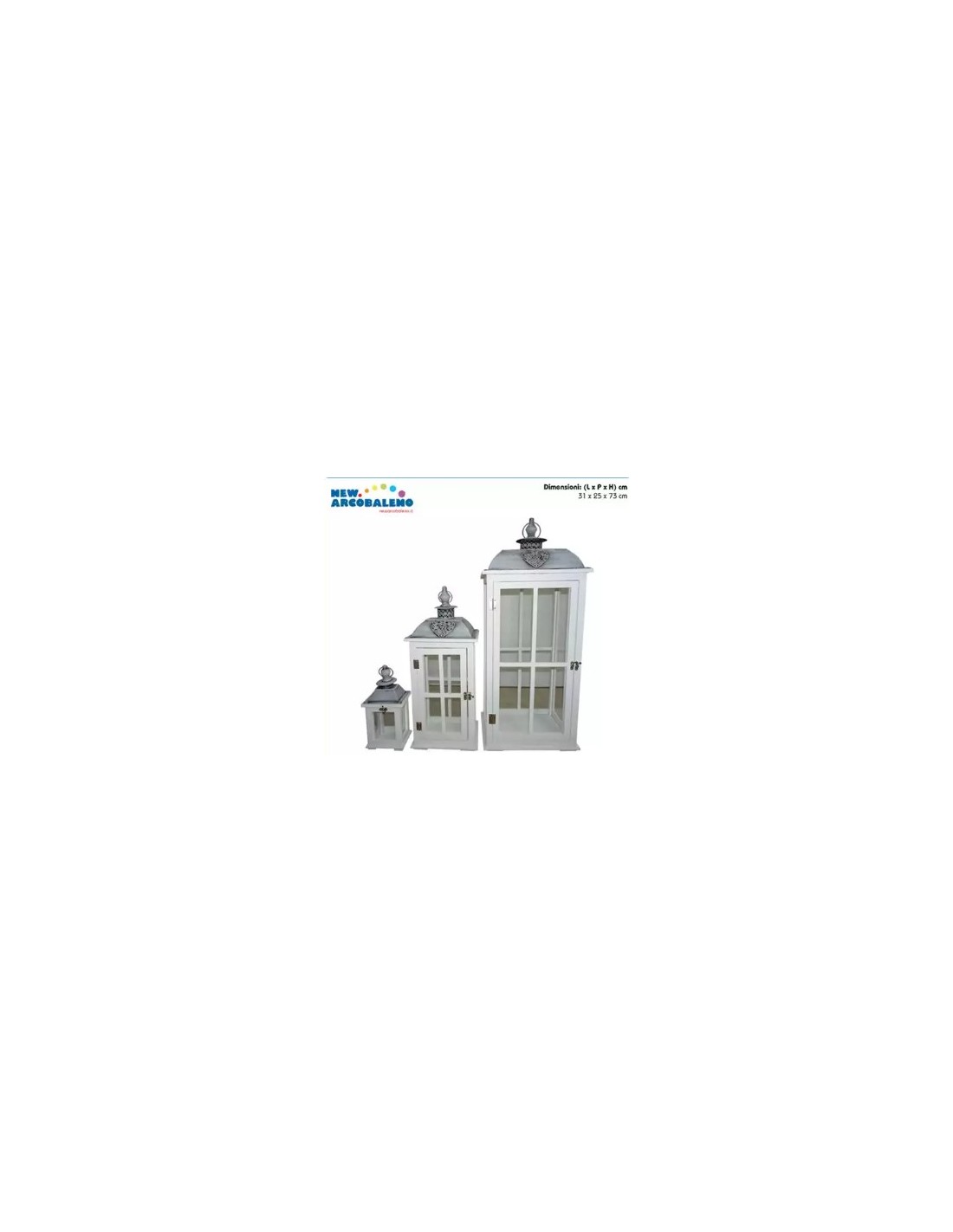 LANTERNA 18683 2 MIS LEGNO/METALLO 22X18X53CM BIANCO