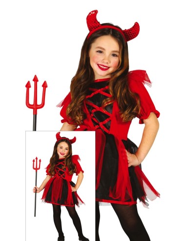 VESTITI: vendita online Costume Cute Devil, Cerchietto e Abito, Taglia 7-9 Anni, Tema Diavolo, Halloween in offerta
