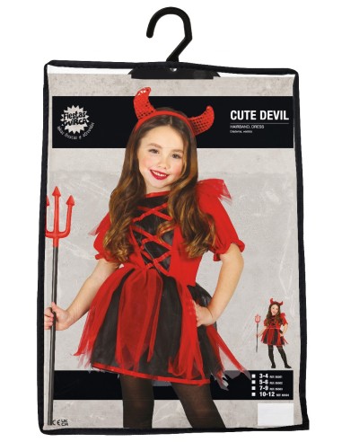 VESTITI: vendita online Costume Cute Devil, Cerchietto e Abito, Taglia 3-4 Anni, Tema Diavolo, Halloween in offerta