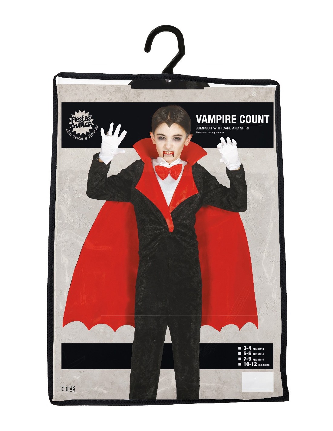 VESTITI: vendita online Costume Conte Vampiro, Body, Camicia, Mantello, Taglia 10-12 Anni in offerta