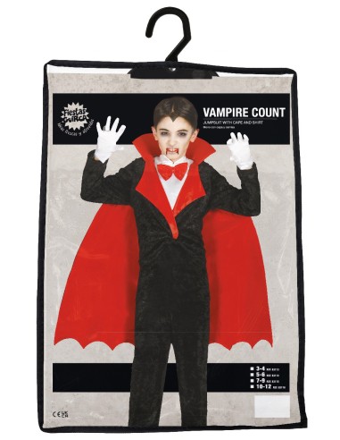 VESTITI: vendita online Costume Conte Vampiro, Body, Camicia e Mantello, Taglia 7-9 Anni in offerta