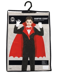 VESTITI: vendita online Costume Conte Vampiro, Body, Camicia e Mantello, Taglia 5-6 Anni, Tema Halloween, Vampiri in offerta
