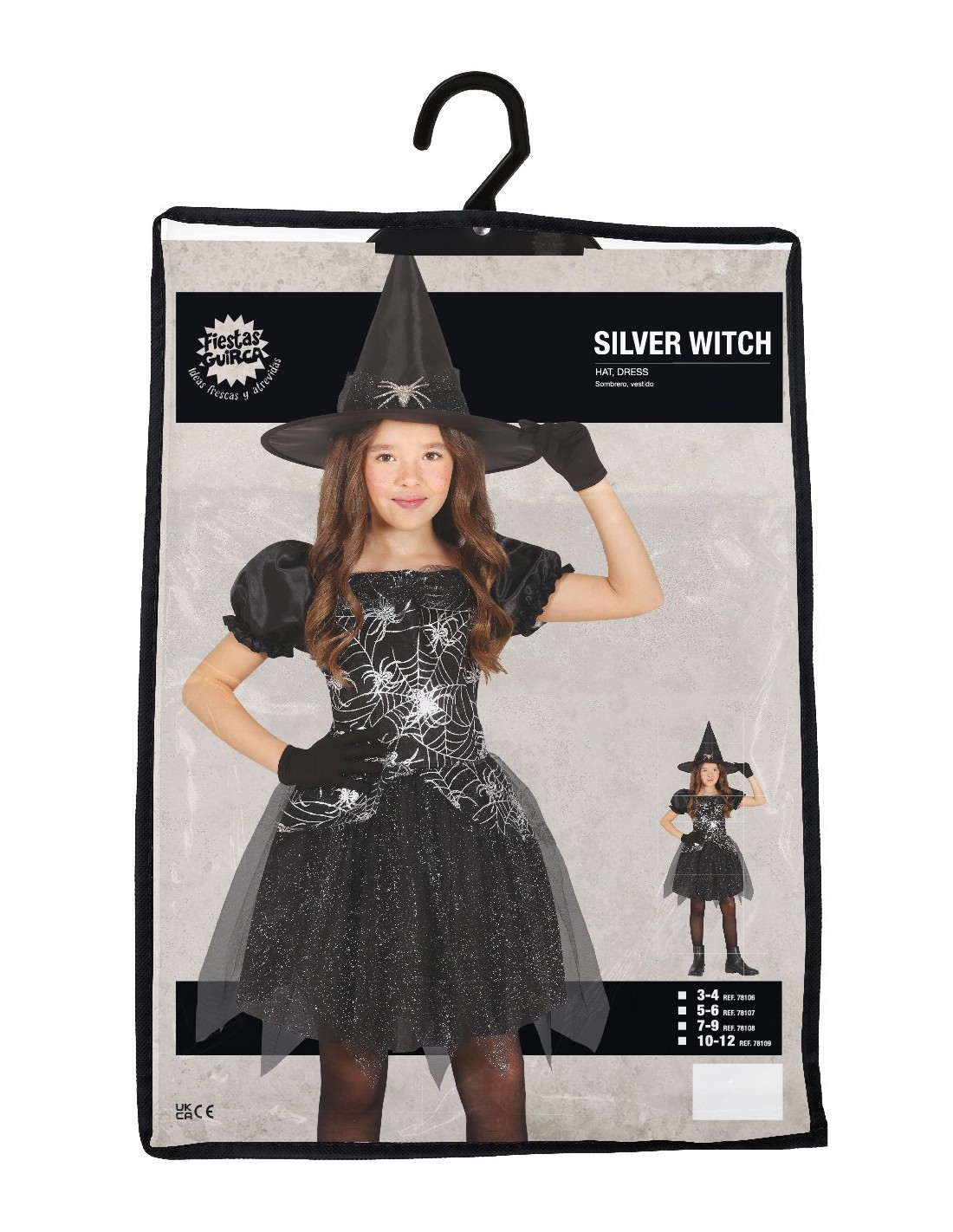 VESTITI: vendita online Costume Silver Witch, Sombrero e Abito, taglia 10-12 anni Tema Streghe, Halloween in offerta