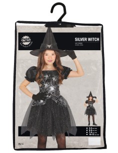 VESTITI: vendita online Costume Silver Witch, Sombrero e Abito, taglia 3-4 anni Tema Streghe, Halloween in offerta