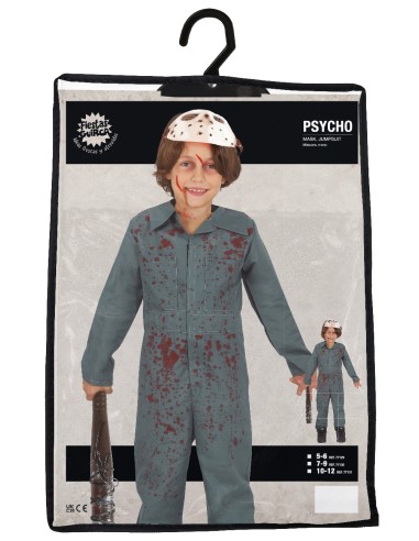 VESTITI: vendita online Costume Psycho, Maschera e Body, Taglia 7-9 Anni, Tema Halloween in offerta