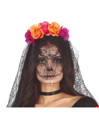 Cerchietto Fiori e Velo per Giorno dei Morti | Shop in Casa
