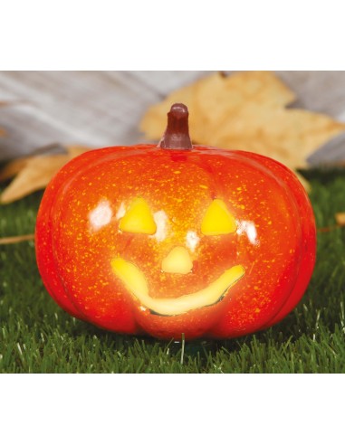 Zucca con Luce 16 cm Arancio per Halloween | Shop in Casa