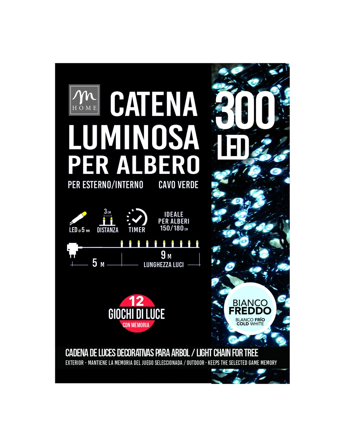 LUCI DI NATALE: vendita online Serie Luminosa - 300 LED Bianco Freddo da Esterno - La Magia di Natale a Casa Tua in offerta