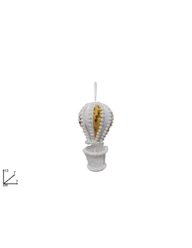 SFERE E PENDAGLI: vendita online Pendente di Natale Mongolfiera Bianco con Paillettes 13cm, Decorazioni Natalizie, Addobbi, L...