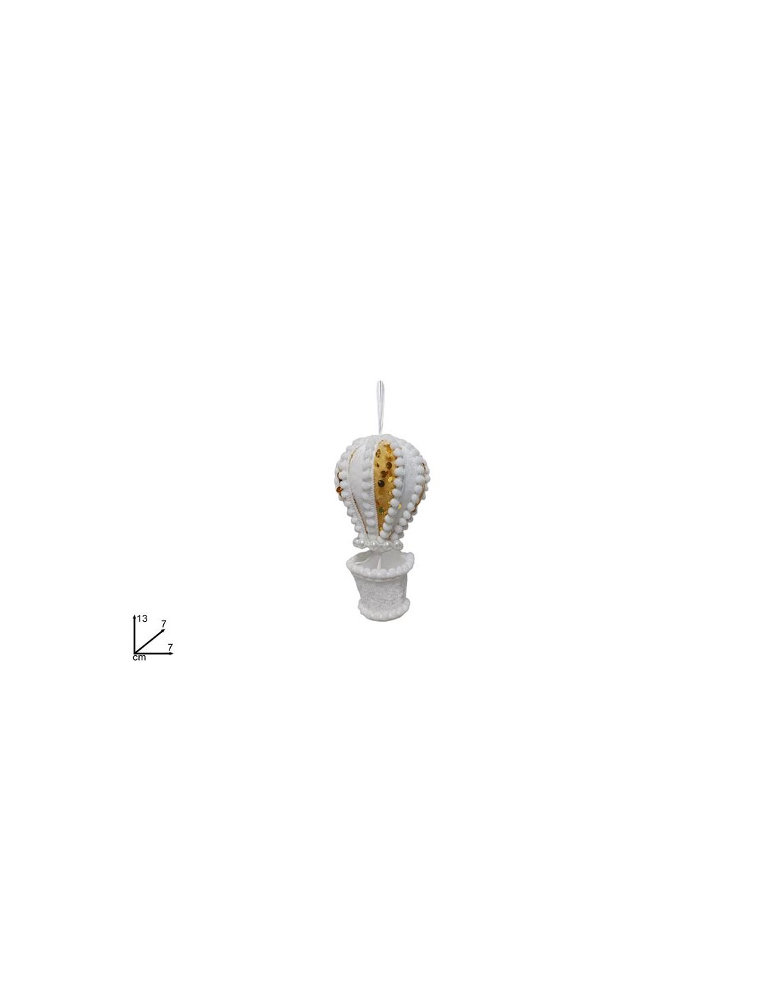 SFERE E PENDAGLI: vendita online Pendente di Natale Mongolfiera Bianco con Paillettes 13cm, Decorazioni Natalizie, Addobbi, L...