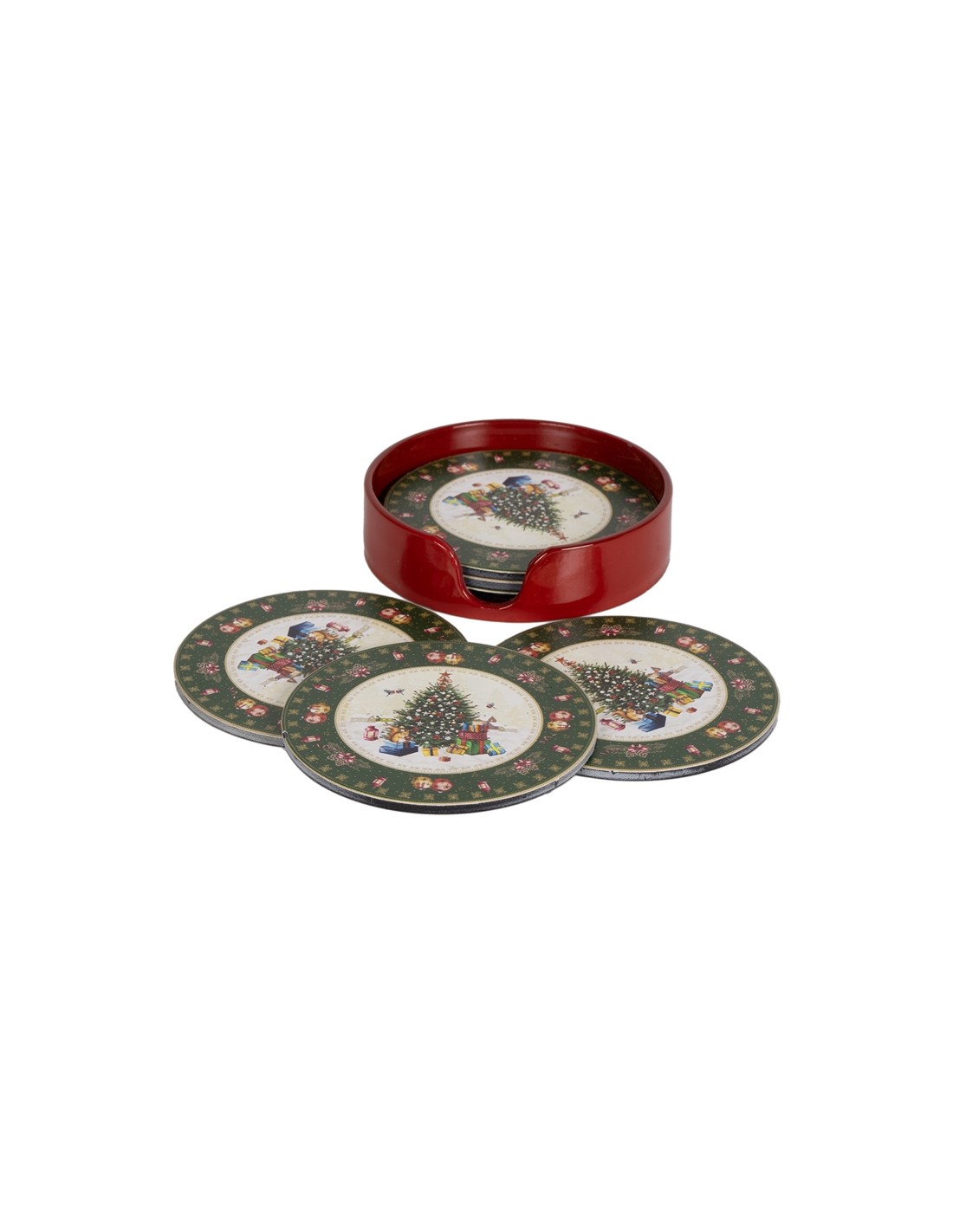 SET 6 SOTTOBICCHIERI 138419 ALBERO NATALE 10CM PVC