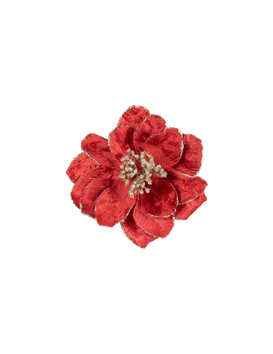 MAGNOLIA ROSSA D22CM CON CLIP POLIESTERE
