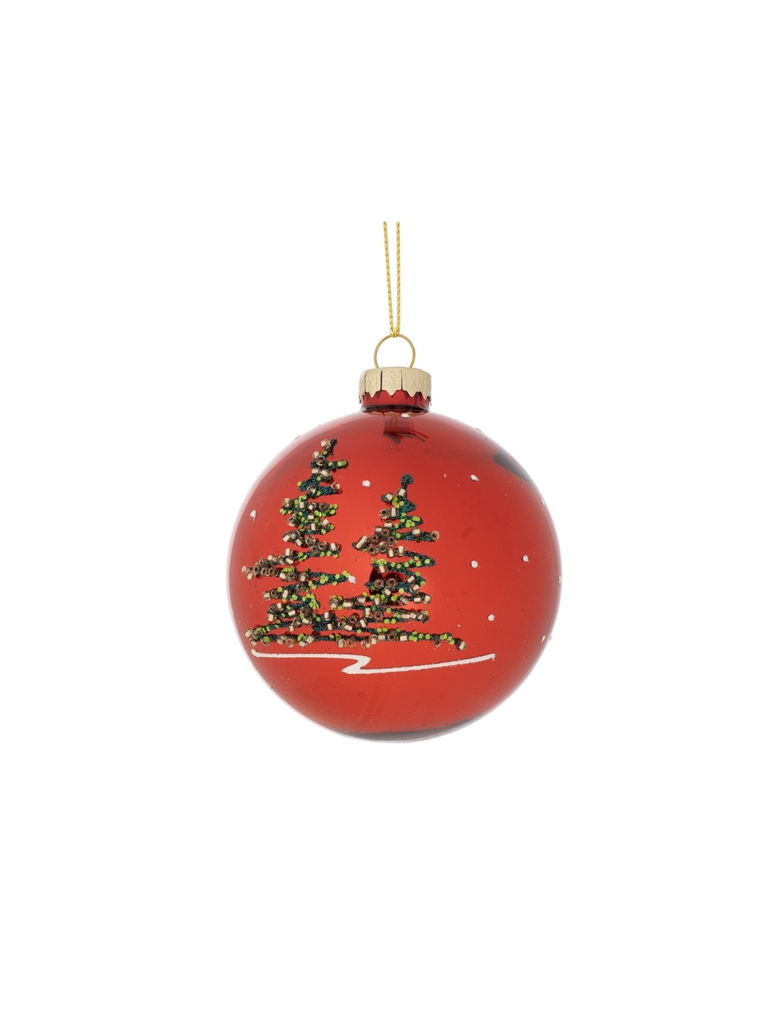 SFERA 139264 VETRO D12CM ROSSO DEC ALBERO