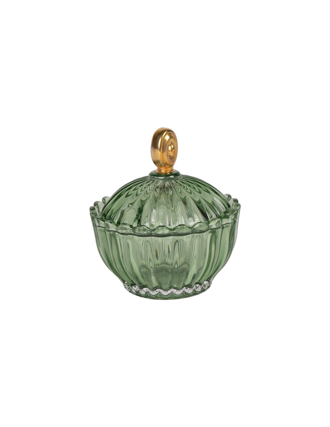 POTICHE 139733 VETRO 10X11CM VERDE/ORO