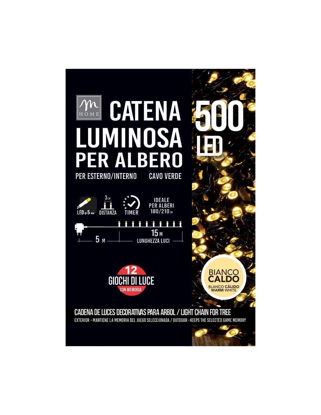 LUCI DI NATALE: vendita online Serie Luminosa - 500 LED Bianco Caldo da Esterno - La Magia di Natale a Casa Tua in offerta