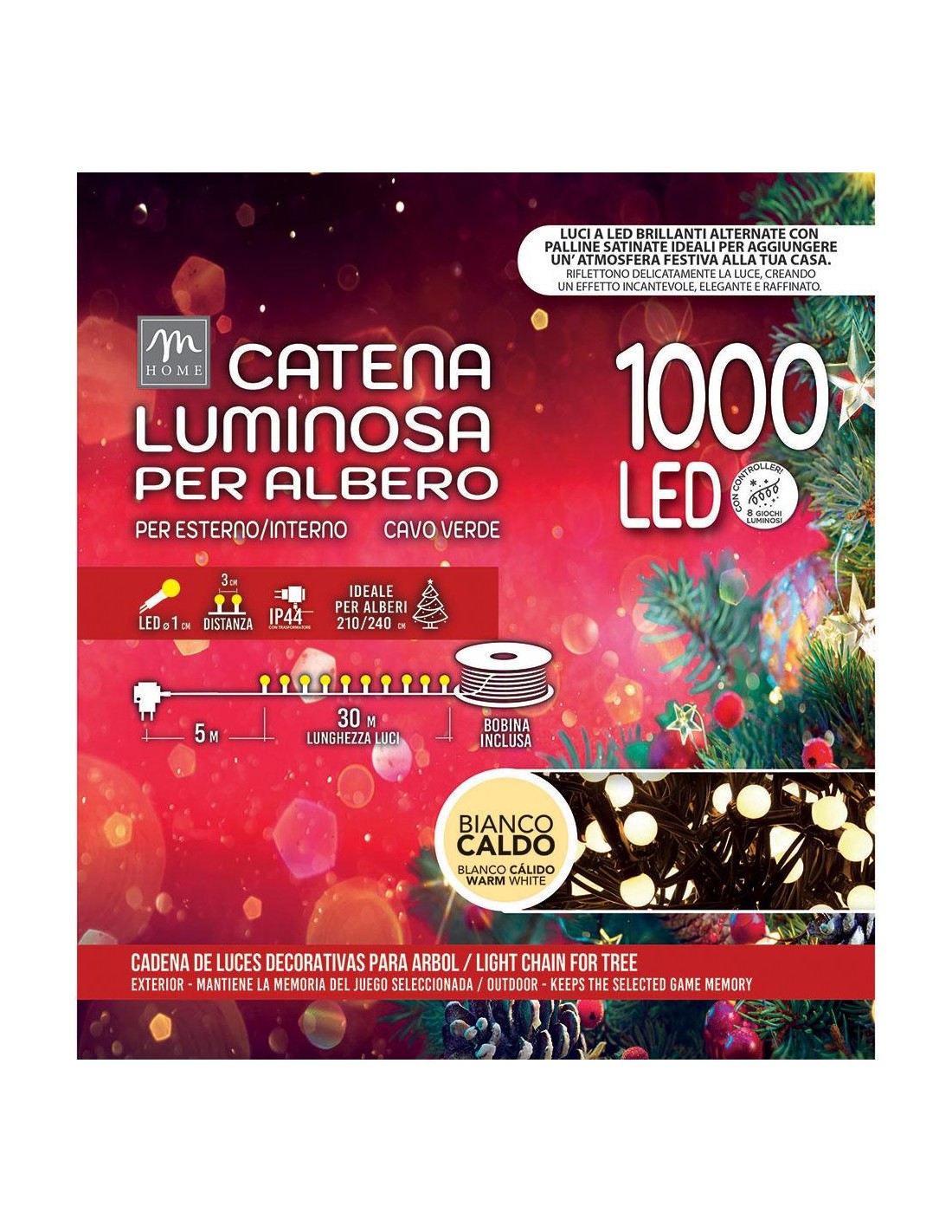 LUCI DI NATALE: vendita online Serie Luminosa - 1000 LED Bianco Caldo Microsatinato da Esterno - La Magia di Natale a Casa Tu...