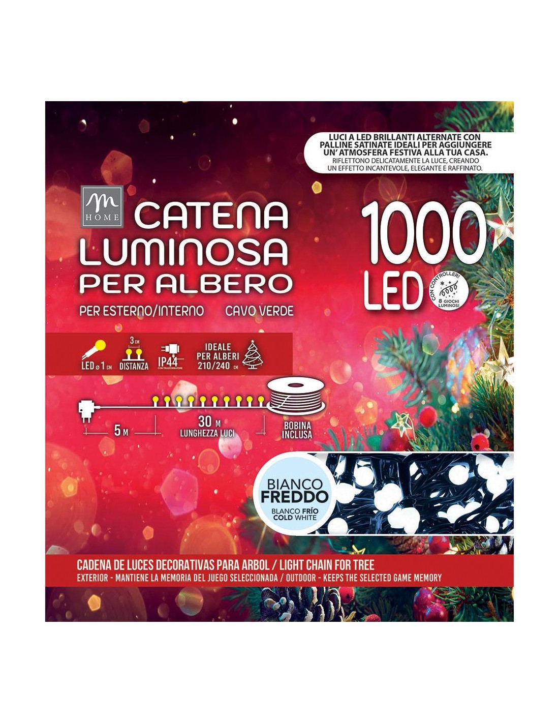 LUCI DI NATALE: vendita online Serie Luminosa - 1000 LED Bianco Freddo Microsatinato da Esterno - La Magia di Natale a Casa T...