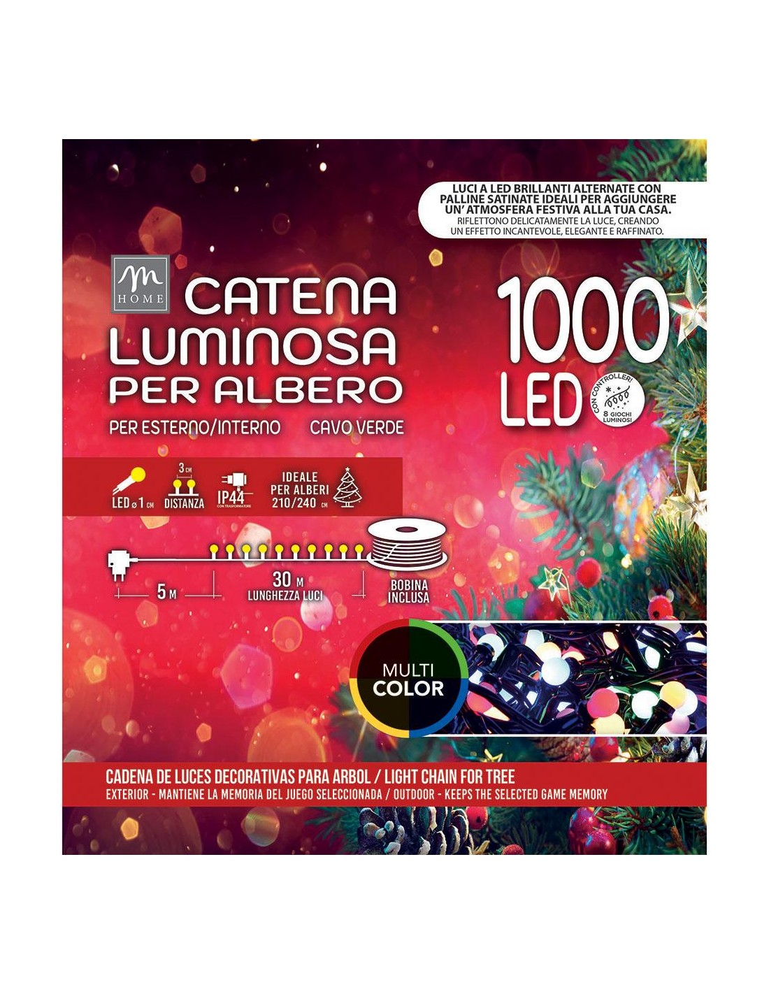 LUCI DI NATALE: vendita online Serie Luminosa - 1000 LED Multicolor Microsatinato da Esterno - La Magia di Natale a Casa Tua ...